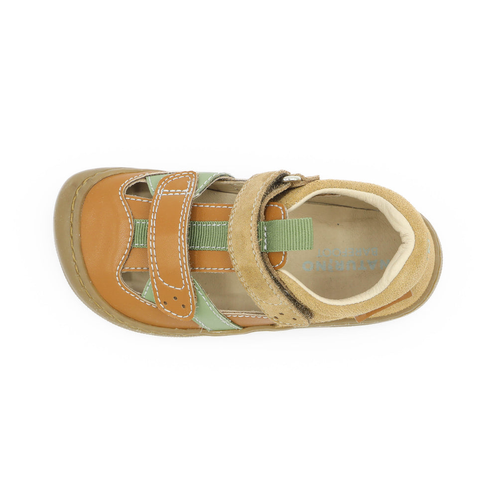 Naturino Barefoot Sandales Jaffo Velcros Brown Leaf