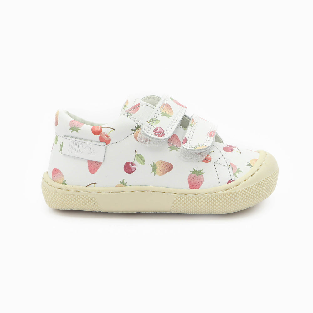 Naturino Barefoot Orec bajo con velcros, cerezas, fresa y blanco