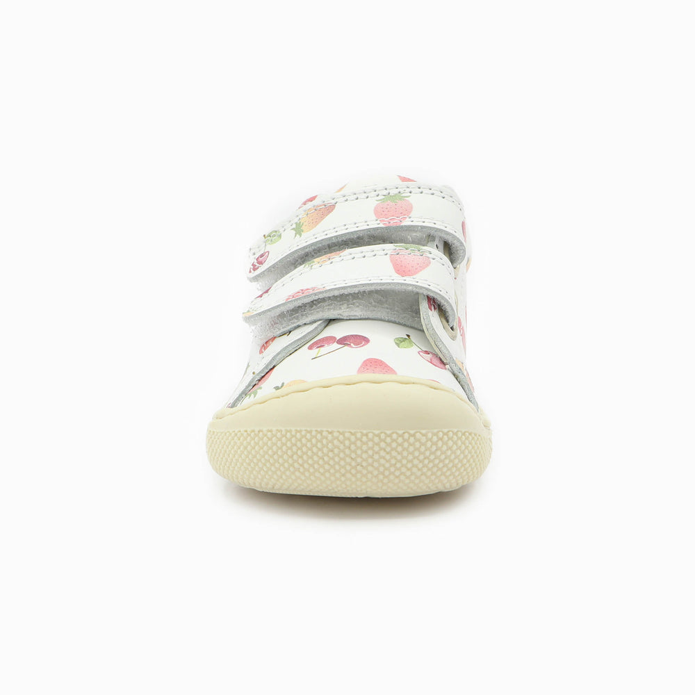 Naturino Barefoot Orec bajo con velcros, cerezas, fresa y blanco