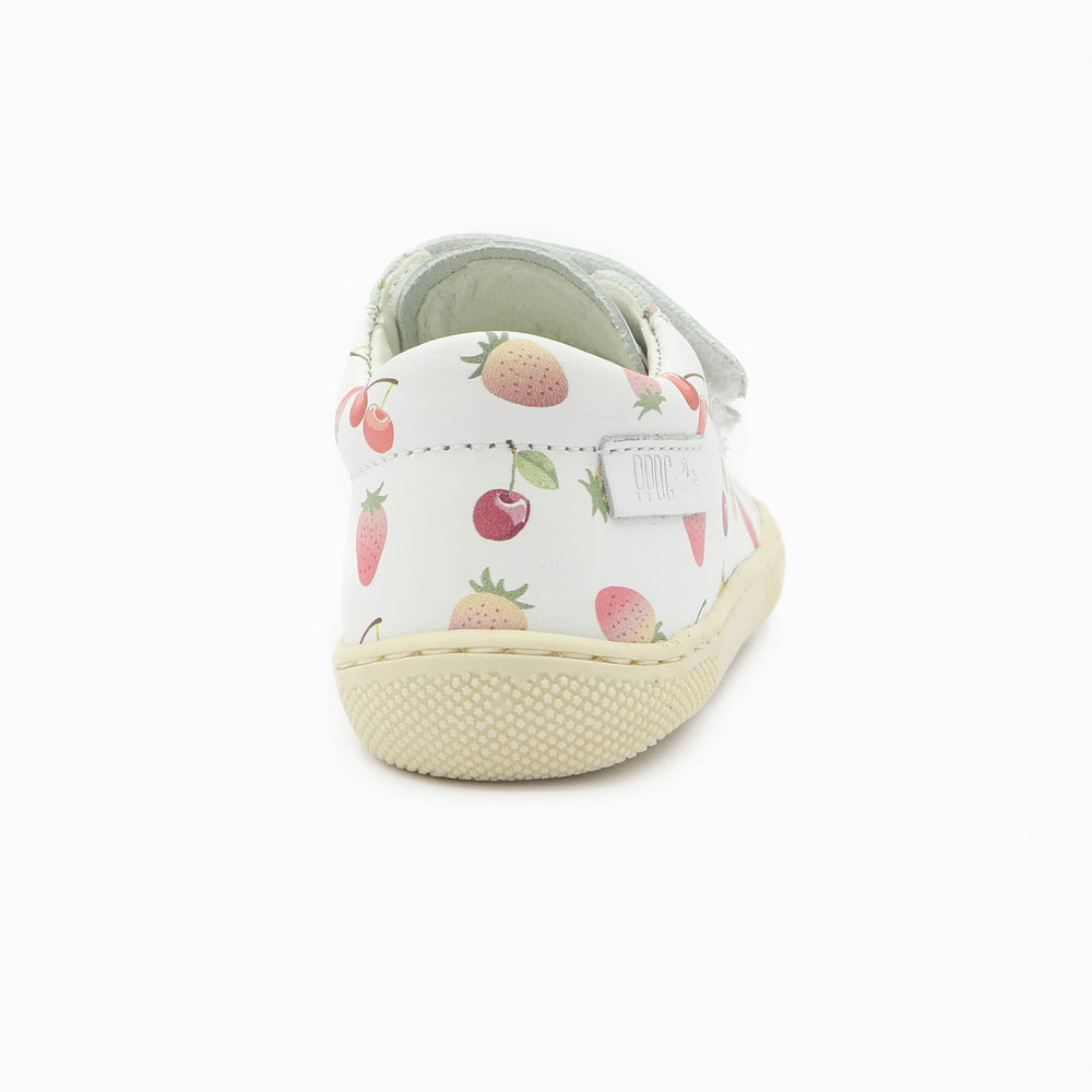 Naturino Barefoot Orec bajo con velcros, cerezas, fresa y blanco