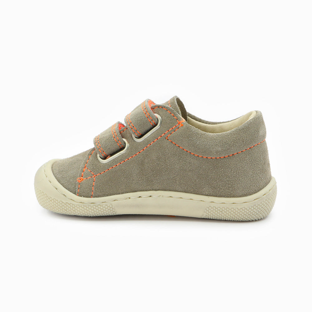 Naturino Barefoot Orec Low Velcros Bone Taupe Orange Fluo