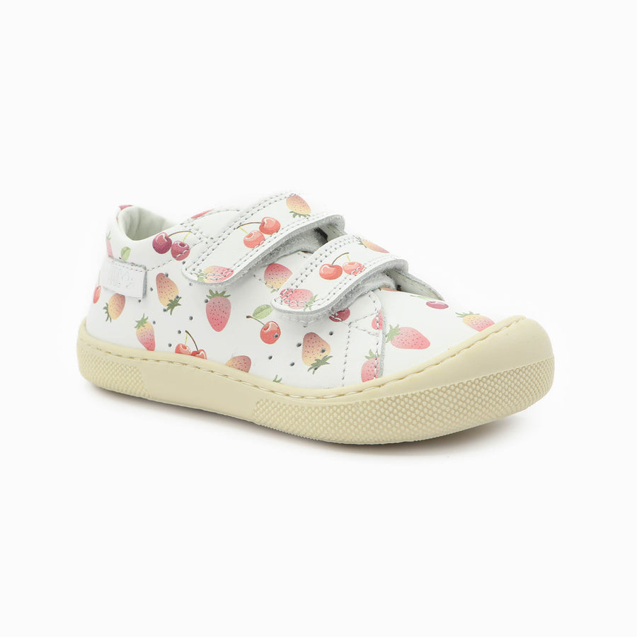 Naturino Barefoot Rabir Velcros Cherries And Strawberry White