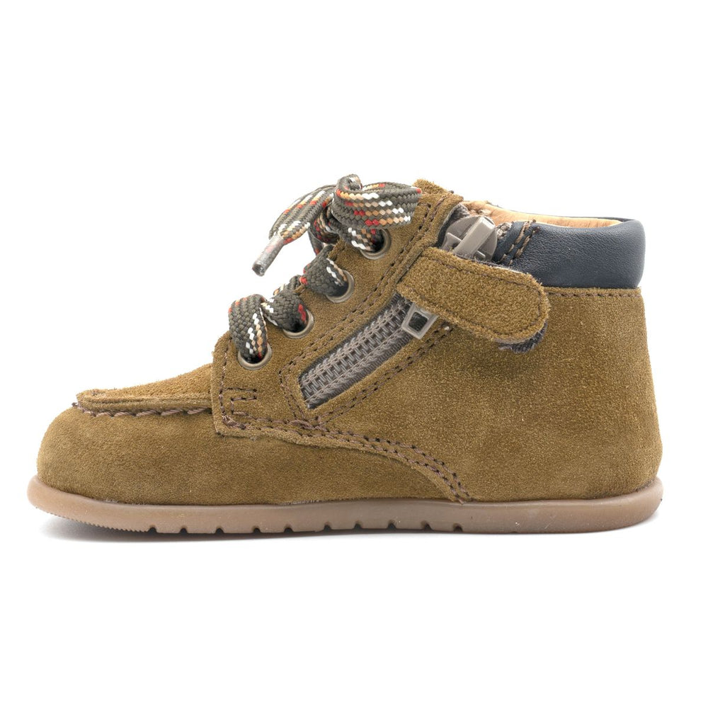 Zapatos de cordones Babybotte barefoot Zip de ante caqui