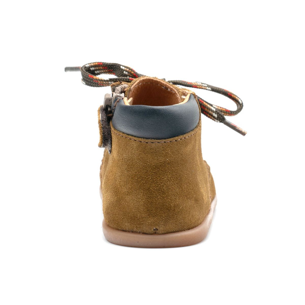Zapatos de cordones Babybotte barefoot Zip de ante caqui