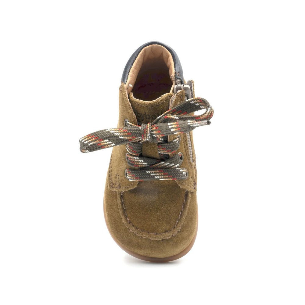 Zapatos de cordones Babybotte barefoot Zip de ante caqui