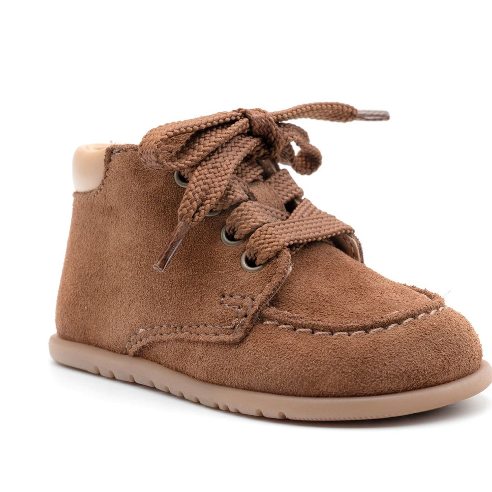 Babybotte barefoot zapatos de cordones Zip de ante color cuero