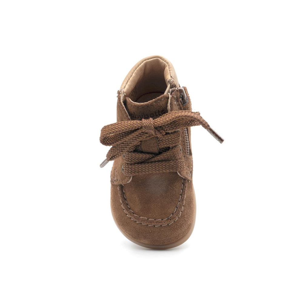 Babybotte barefoot zapatos de cordones Zip de ante color cuero