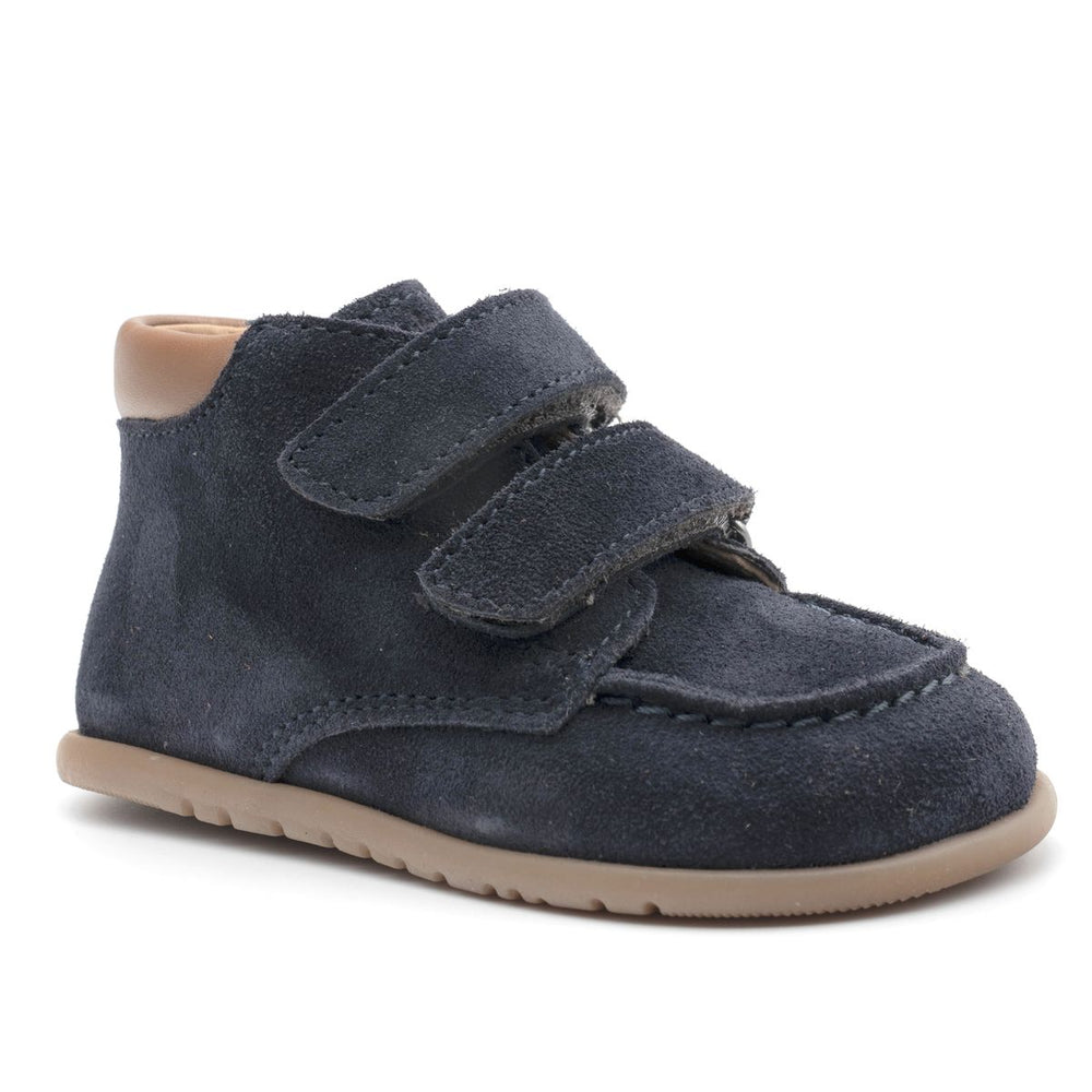 Babybotte barefoot zapatos Derby de ante azul con velcro