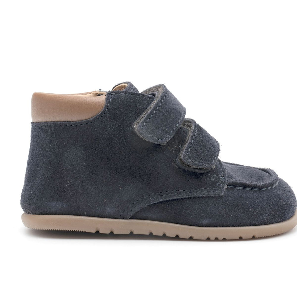 Babybotte barefoot zapatos Derby de ante azul con velcro