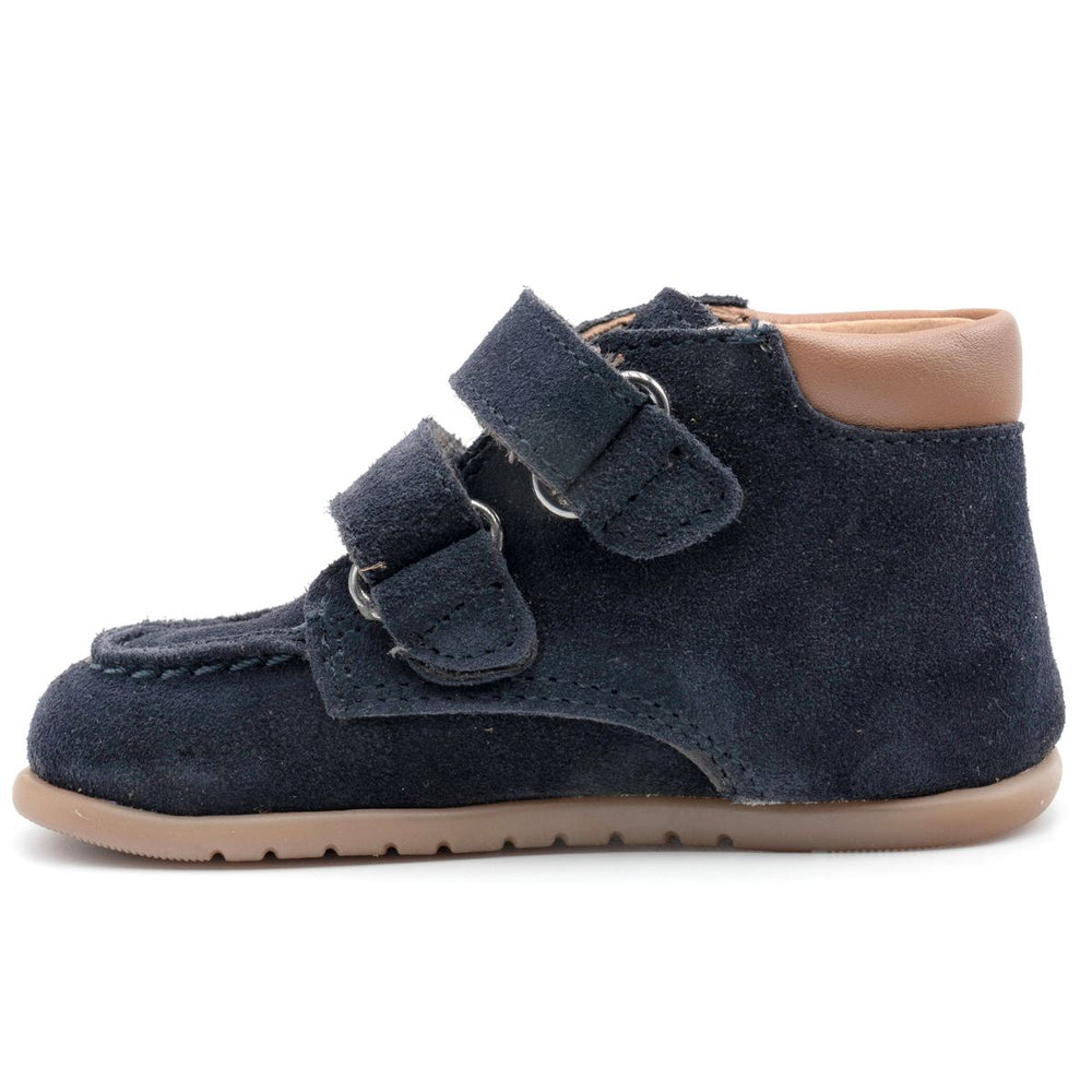 Babybotte barefoot zapatos Derby de ante azul con velcro