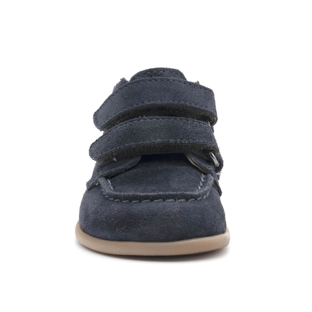 Babybotte barefoot zapatos Derby de ante azul con velcro
