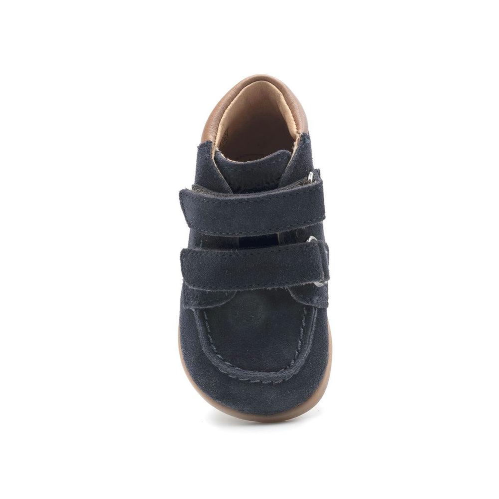 Babybotte barefoot zapatos Derby de ante azul con velcro