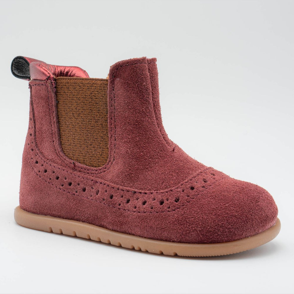 Babybotte barefoot Archic de terciopelo color vino