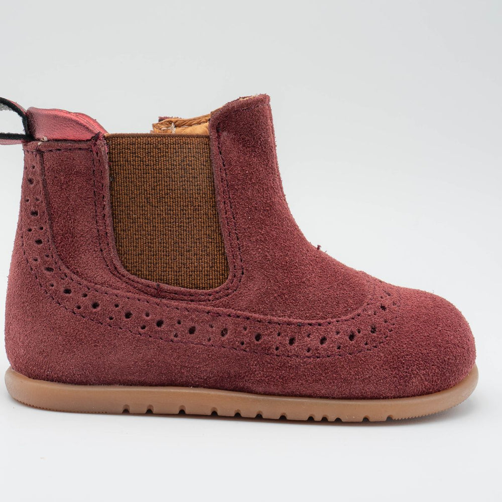 Babybotte barefoot Archic de terciopelo color vino
