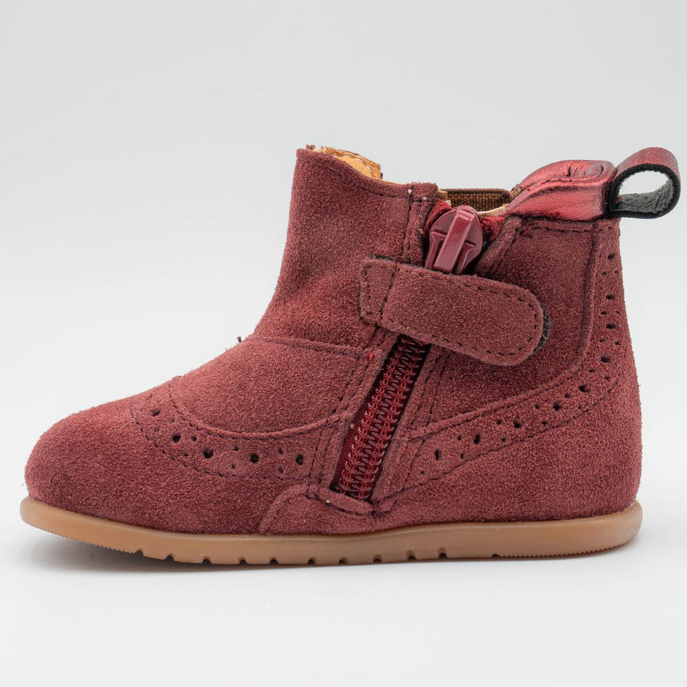 Babybotte barefoot Archic de terciopelo color vino