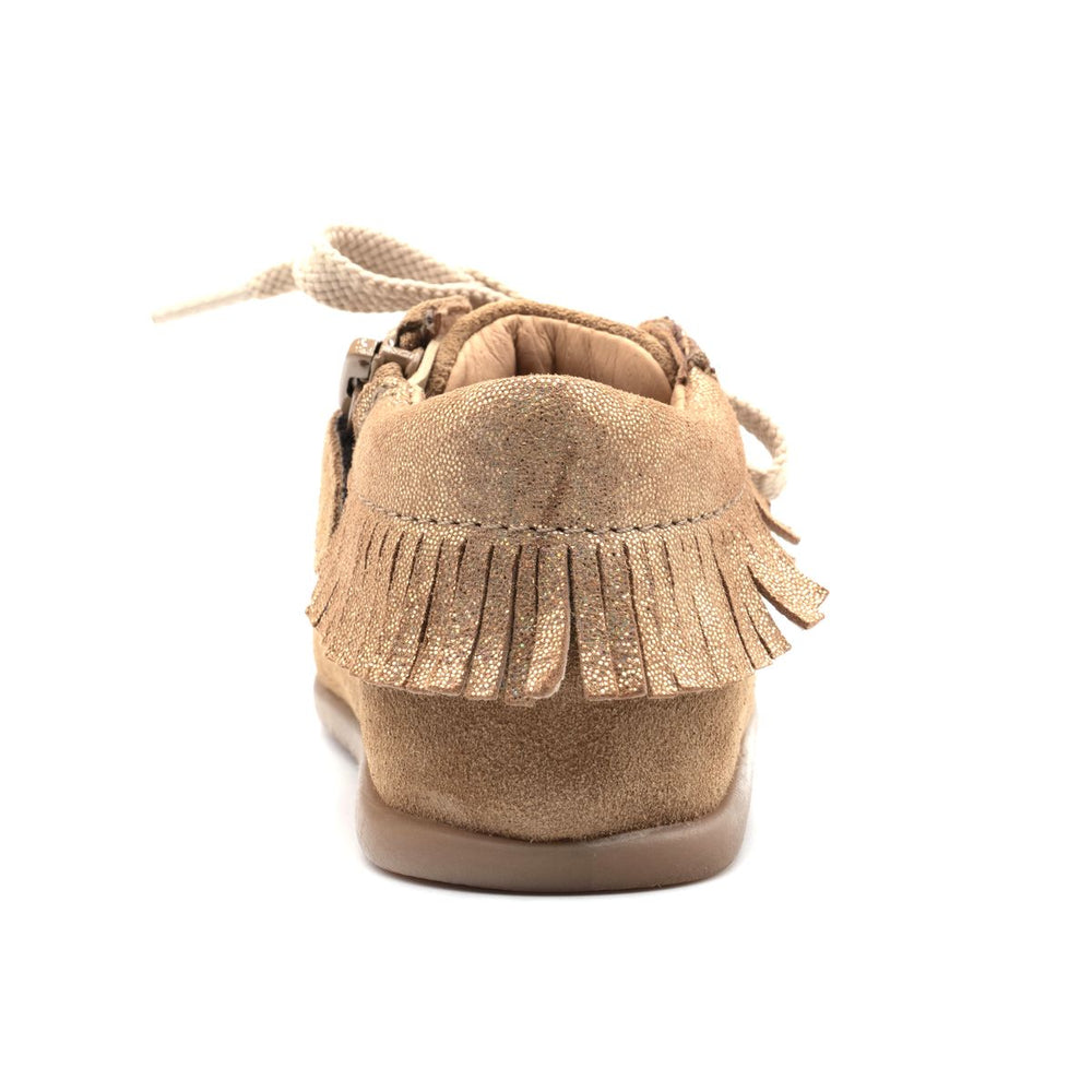 Babybotte barefoot Anoki con cremallera, terciopelo color avellana