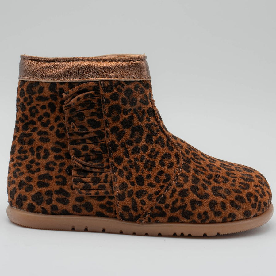 Babybotte barefoot Anoki bota con flecos estampado de leopardo