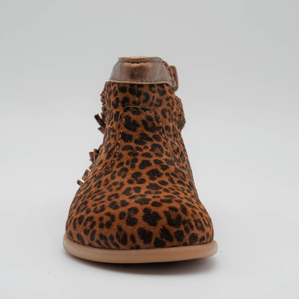 Babybotte barefoot Anoki bota con flecos estampado de leopardo