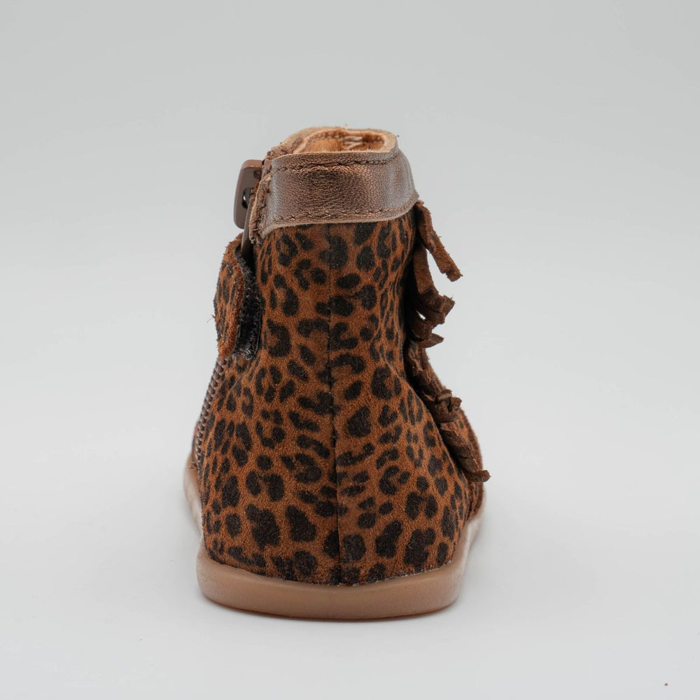 Babybotte barefoot Anoki bota con flecos estampado de leopardo