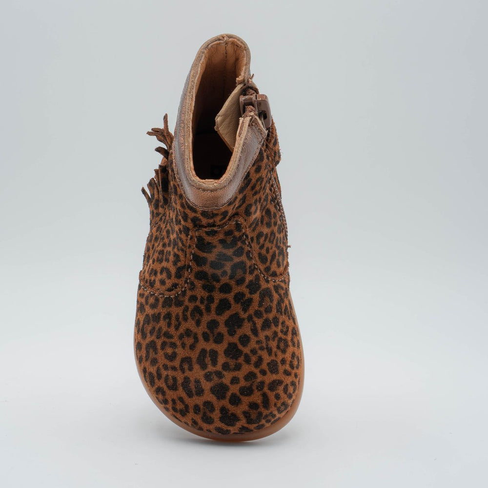 Babybotte barefoot Anoki bota con flecos estampado de leopardo