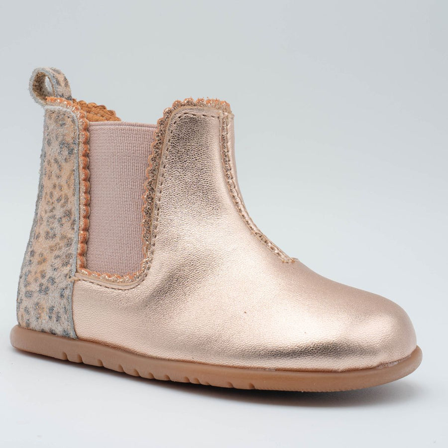 Babybotte barefoot Alisia Laminado Leopardo Rosa Dorado