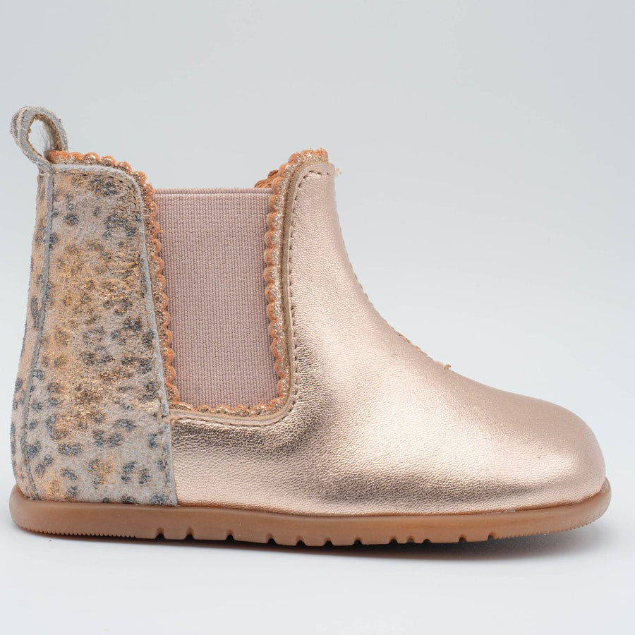 Babybotte barefoot Alisia Laminado Leopardo Rosa Dorado