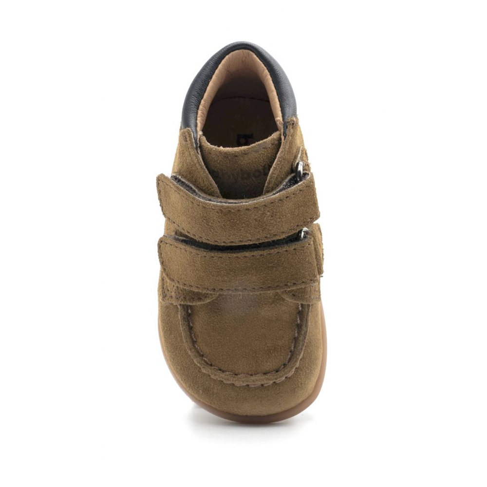 Babybotte barefoot Derbies Velcro Velour Kaki