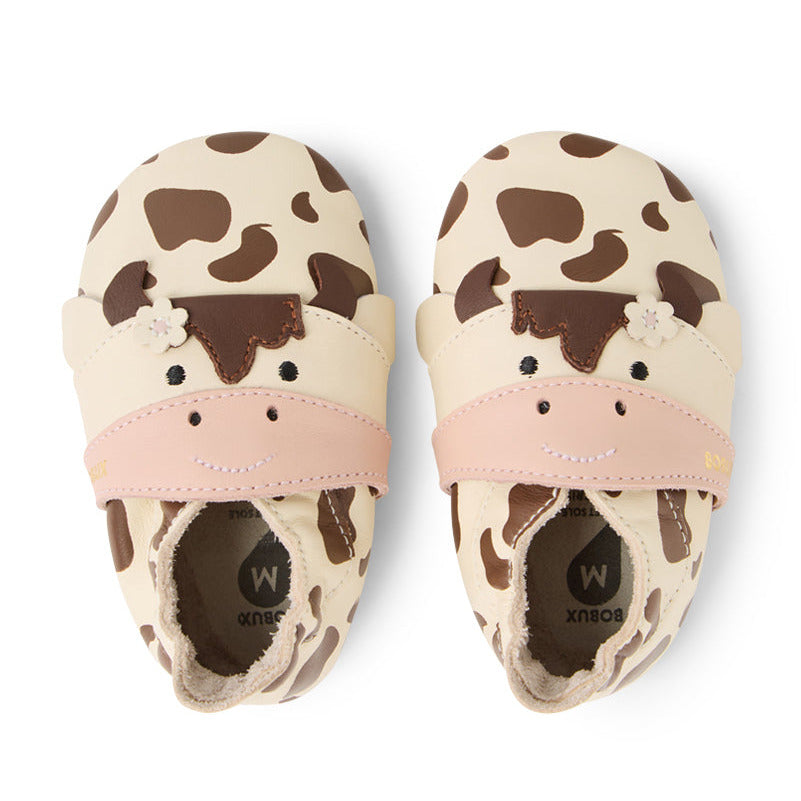 Bobux Chaussons Mooley Cow White Coffee