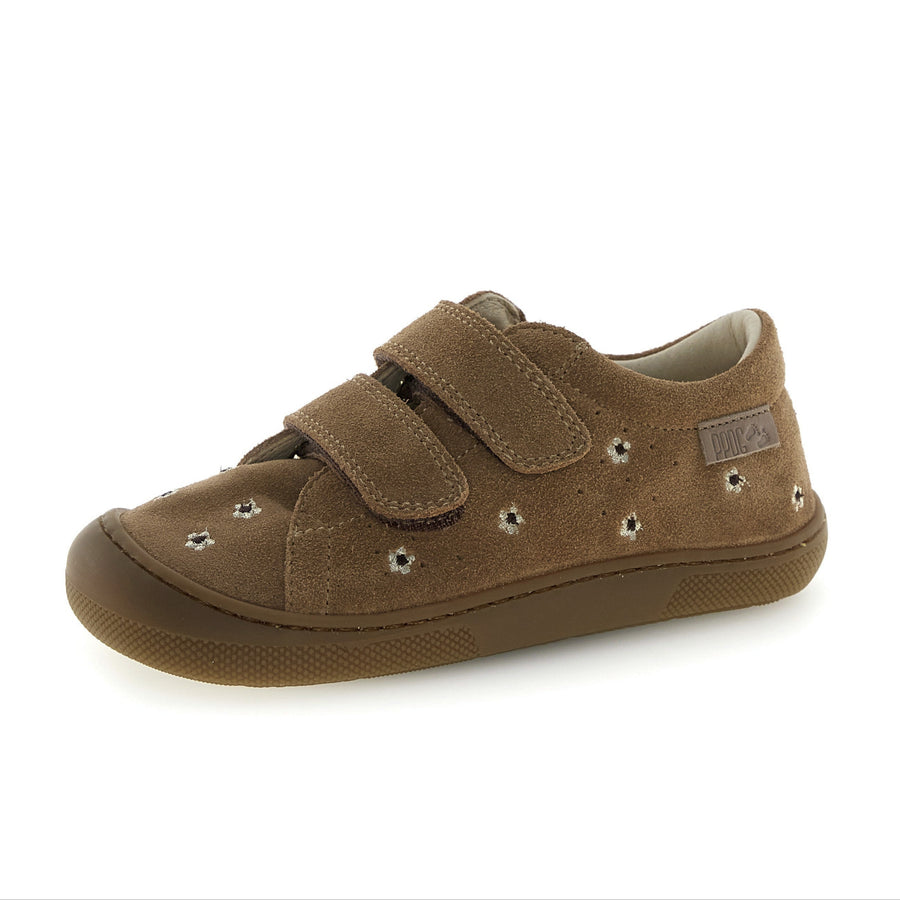 Naturino Barefoot Rabir Velcros Daisies Brown Platinum