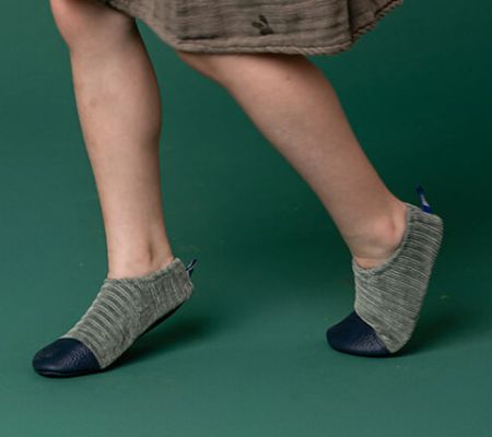 Les Pas Petits Velours Gris Vert