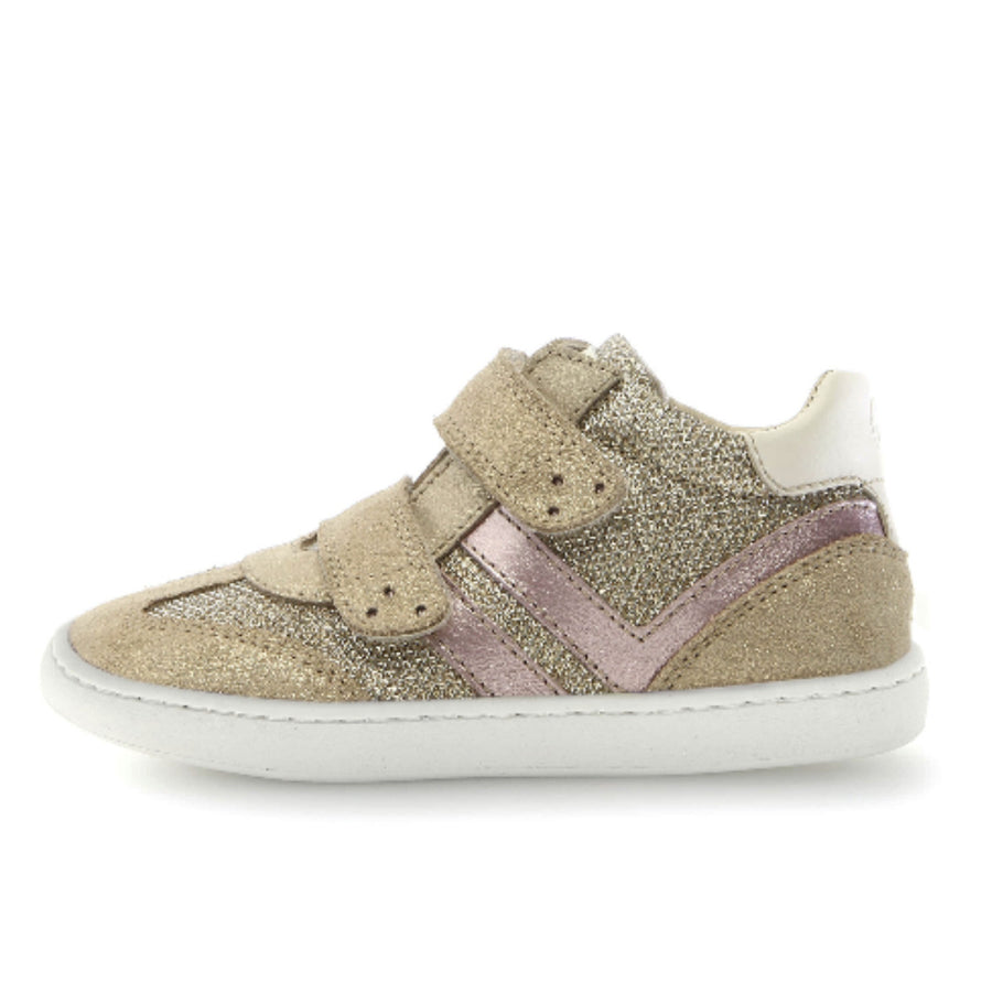 Naturino Kids Kevis High con velcros de ante con purpurina, platino y color leche