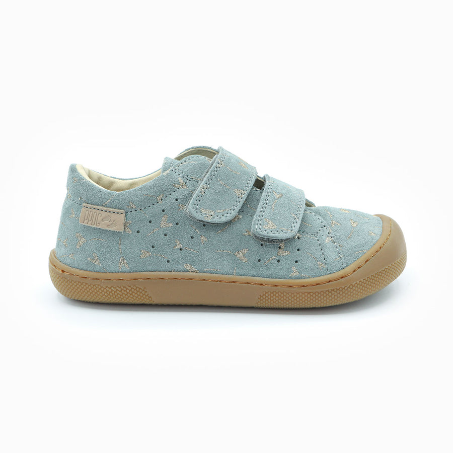 Naturino Barefoot Rabir Velcros Glitter Flower Hearth Cloud Platinum