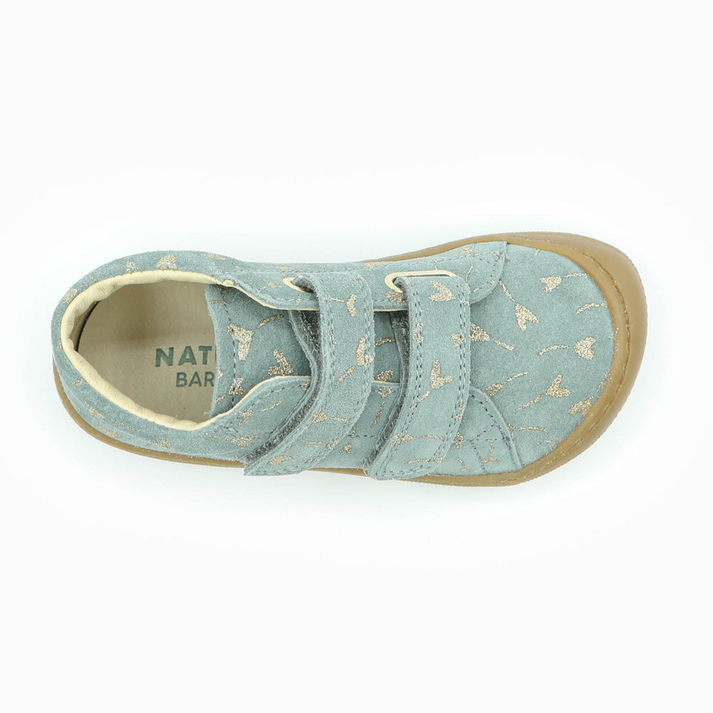 Naturino Barefoot Orec Velcros Glitter Flower Hearth Cloud Platinum