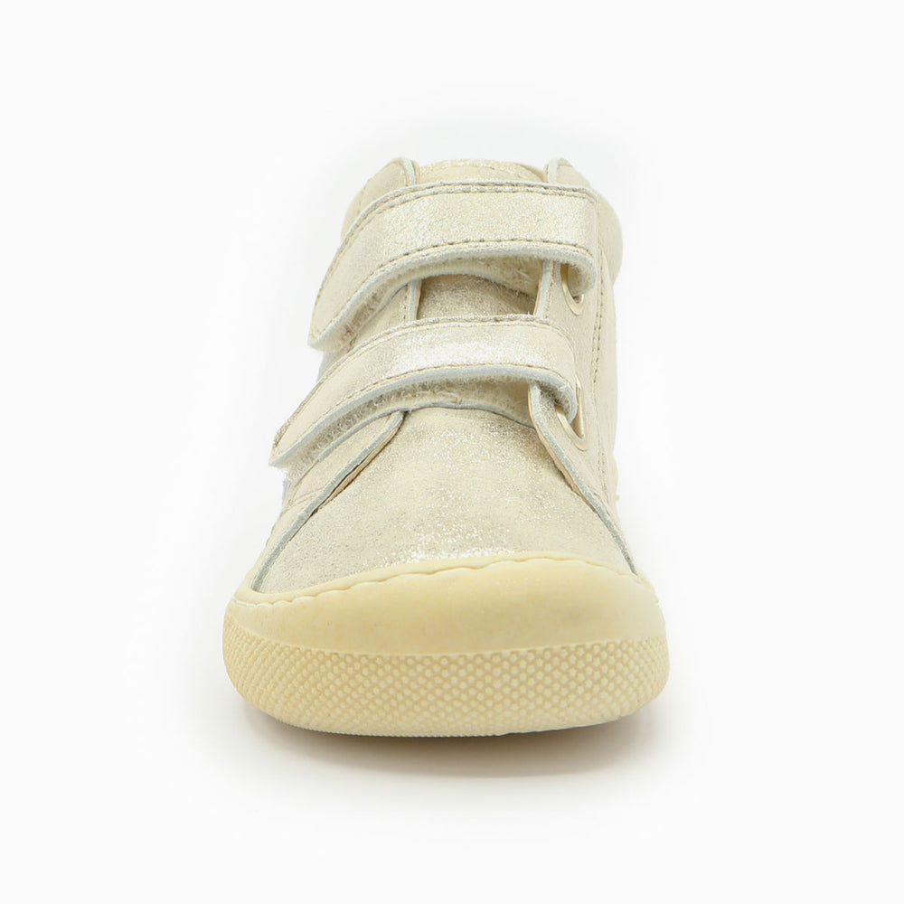 Naturino Barefoot Grimby con velcros, platino, plata y rosa empolvado