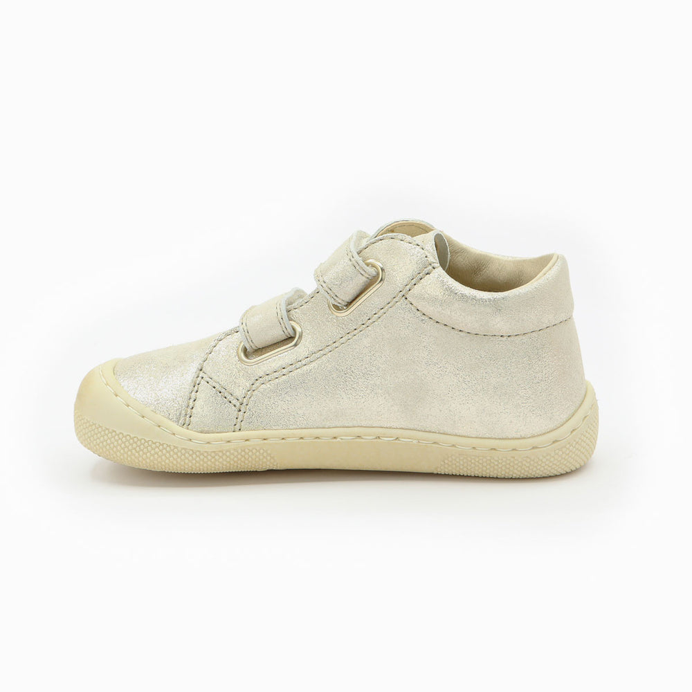 Naturino Barefoot Grimby con velcros, platino, plata y rosa empolvado