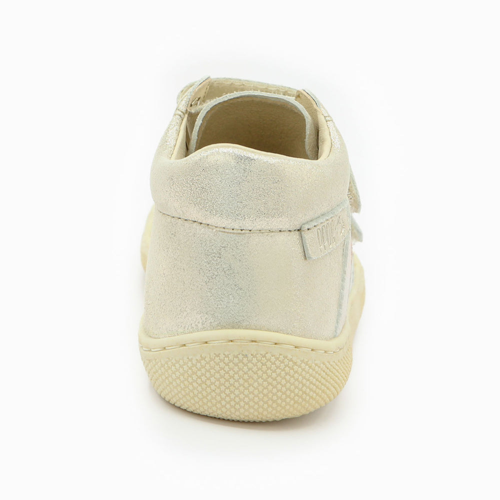 Naturino Barefoot Grimby con velcros, platino, plata y rosa empolvado