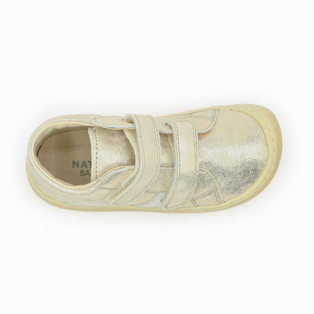 Naturino Barefoot Grimby con velcros, platino, plata y rosa empolvado