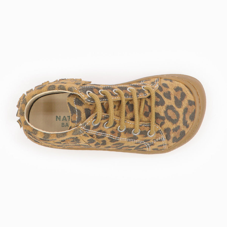 Naturino Barefoot Giosy con cordones estampado jaguar marrón