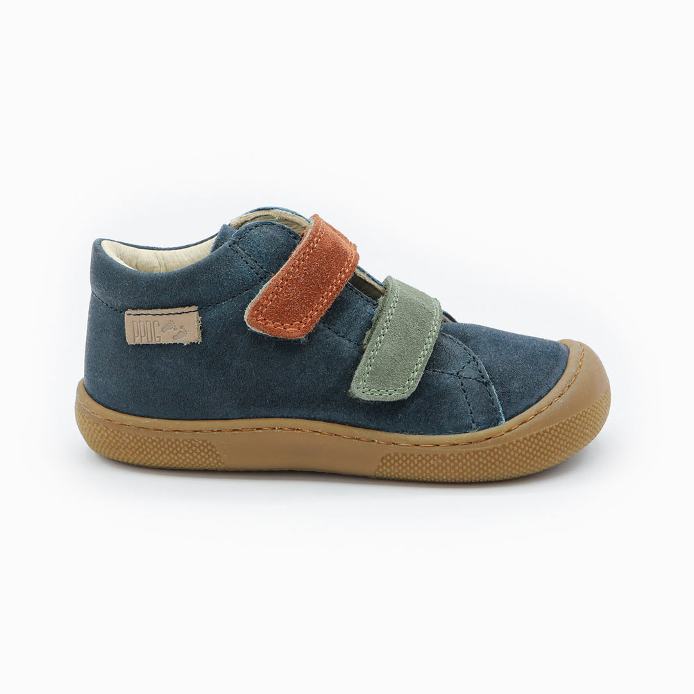 Naturino Barefoot Kerco con velcros azul marino, oliva y cobre