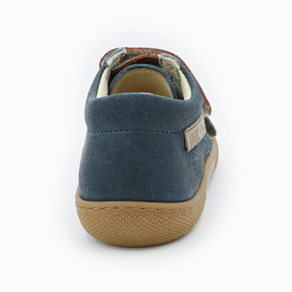 Naturino Barefoot Kerco con velcros azul marino, oliva y cobre