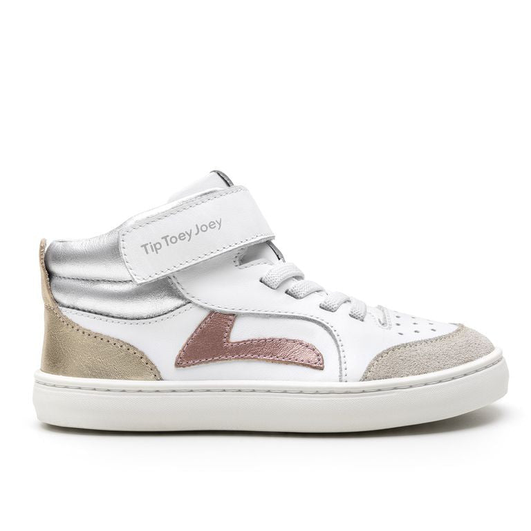 Tip Toey Joey Kidos Landy High Top White Rose Gold Sterling Silver