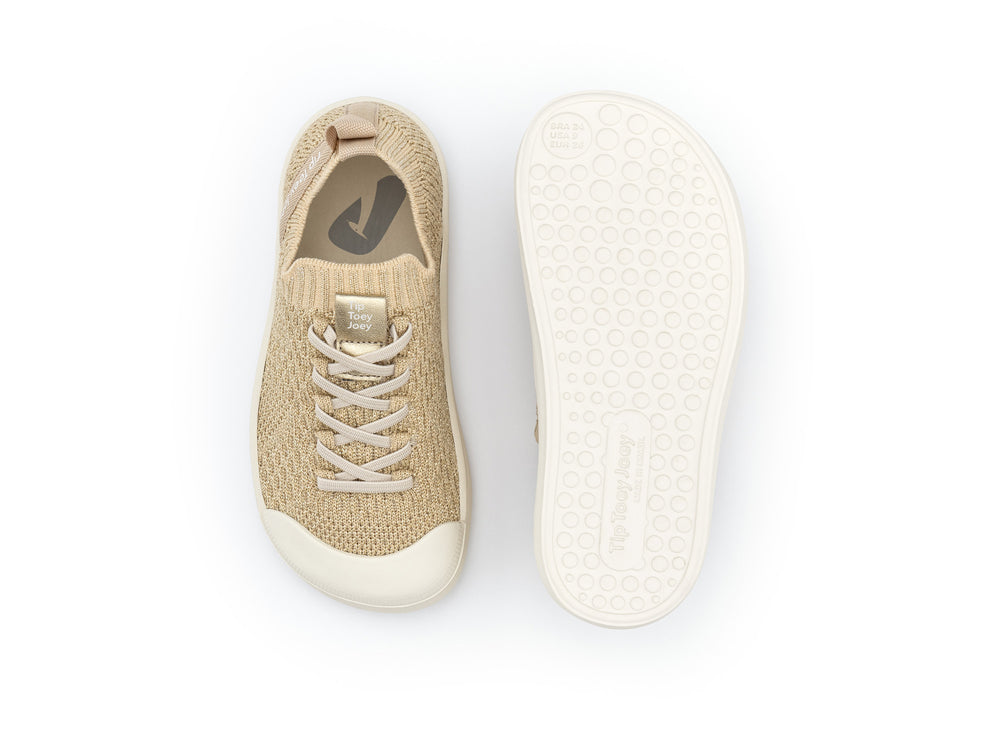 Zapatillas Tip Toey Joey Kidos Easy Knit dorado con lúrex color champán