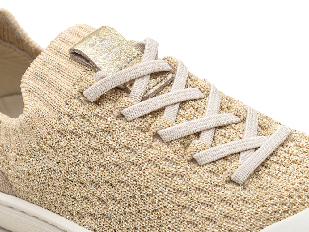 Zapatillas Tip Toey Joey Kidos Easy Knit dorado con lúrex color champán