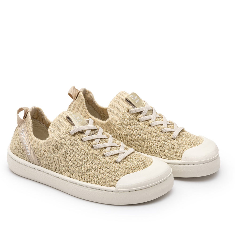 Zapatillas Tip Toey Joey Kidos Easy Knit dorado con lúrex color champán