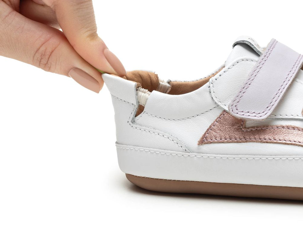 Tip Toey Joey Primeros Landy blanco, rosa de ensueño y oro rosa