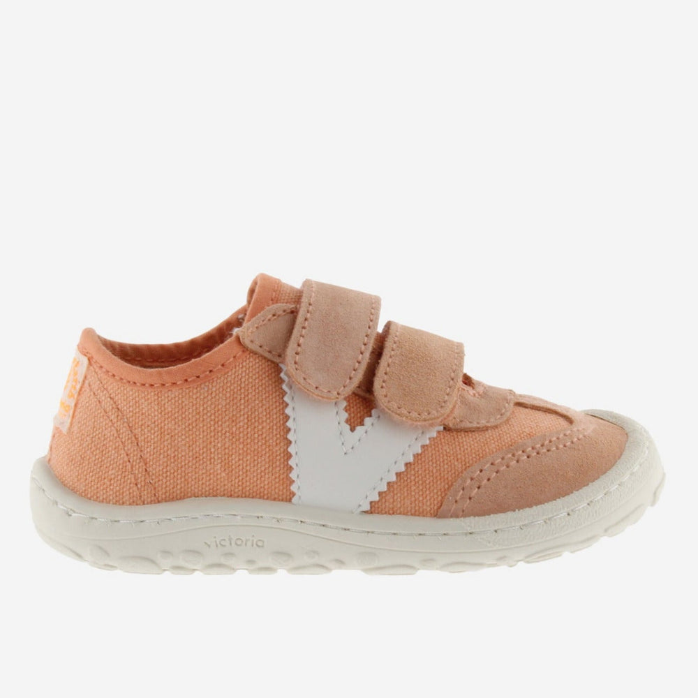 Victoria Barefoot Bosco con velcros de lona naranja