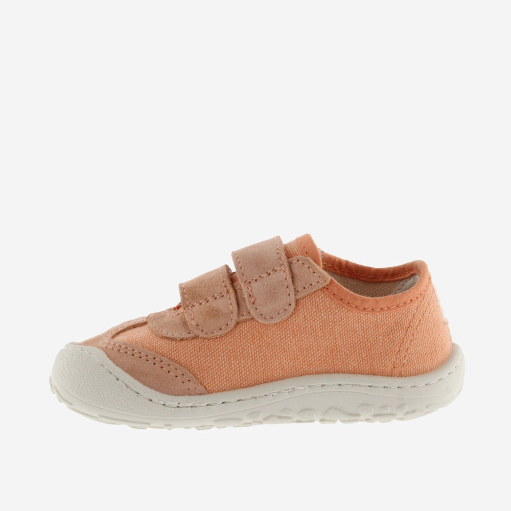 Victoria Barefoot Bosco con velcros de lona naranja