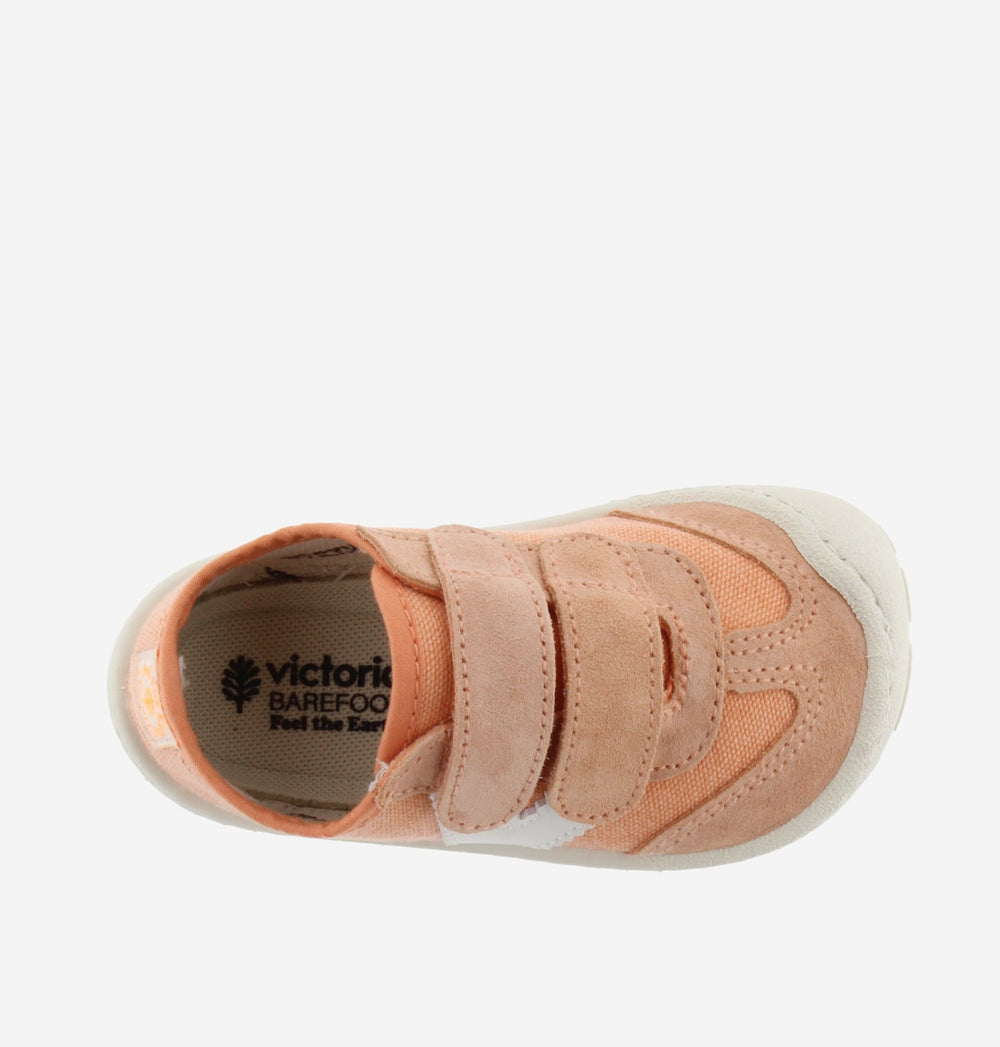 Victoria Barefoot Bosco con velcros de lona naranja