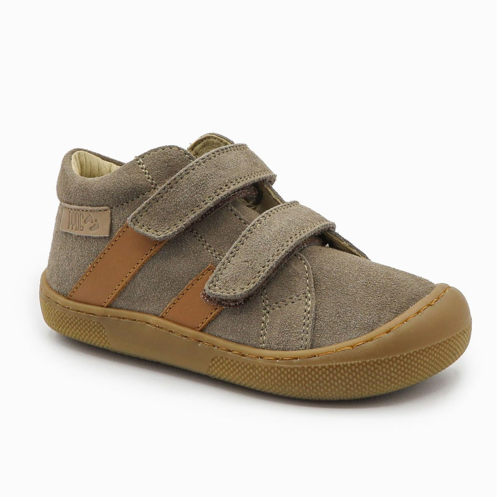 Naturino Barefoot Grimby con velcros de ante color barro y coñac