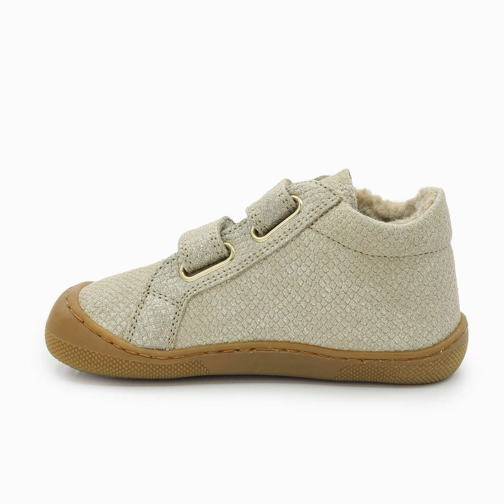 Naturino Barefoot Kommy Velcros Lizard Met Wool Platinum